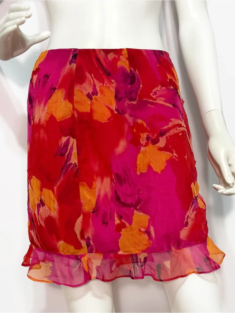 NWT Cache floral multicolored orange, red, fucsia Pink skirt |Size 6